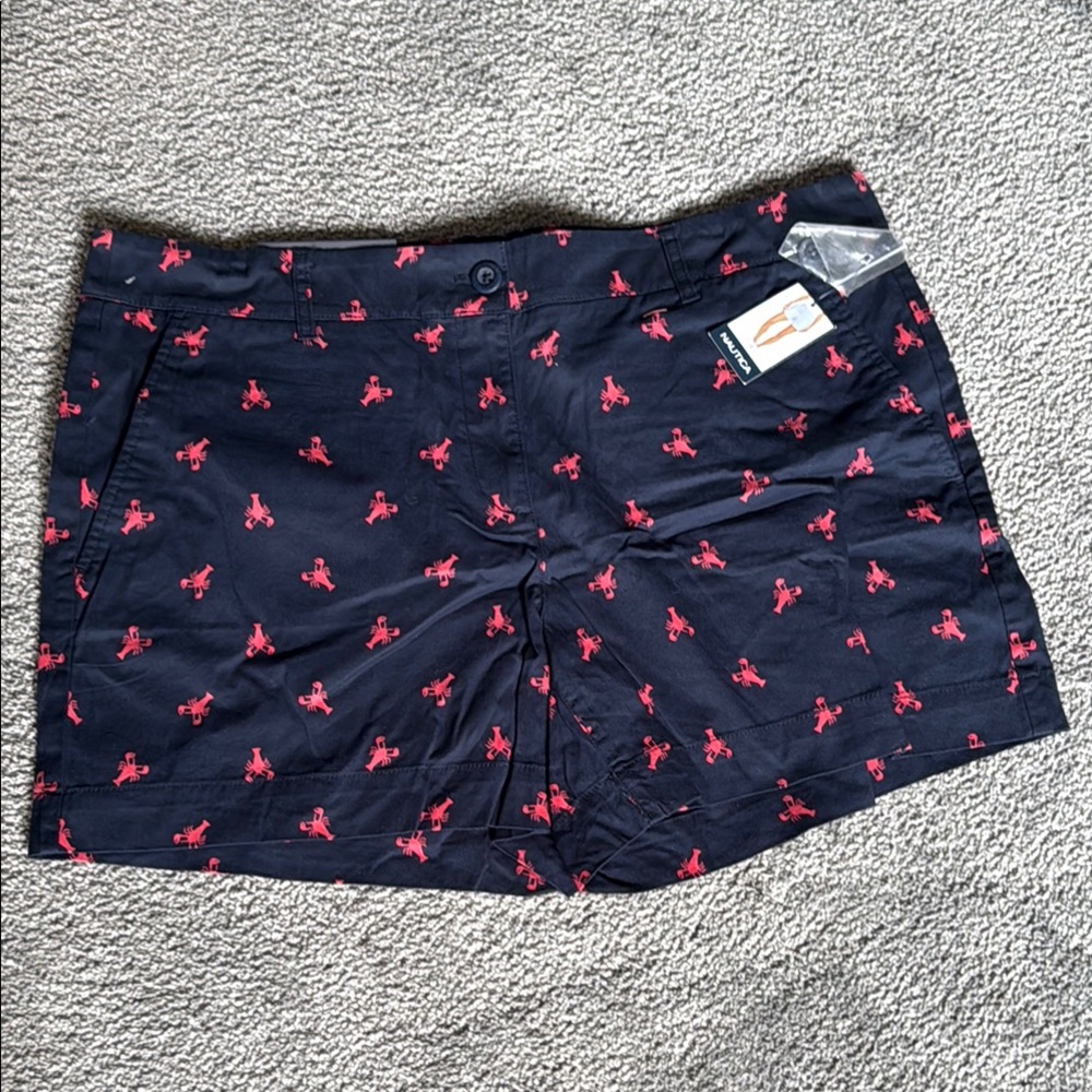 NAUTICA Navy Blue Shorts with Red LOBSTERS!! Various Sizes!